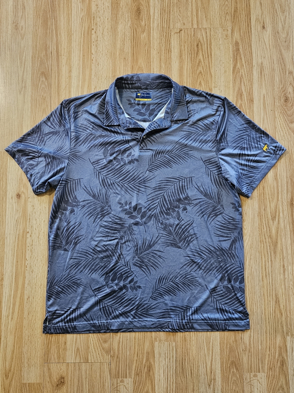 Jack Nicklaus Men's Leaf-Print Golf Polo Shirt - Steel Blue